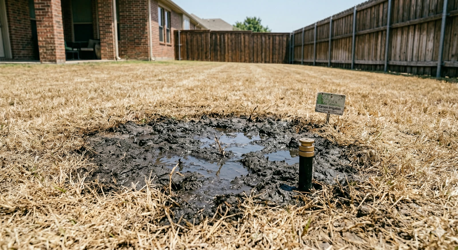 Carson technician locating a buried sprinkler leak